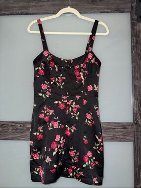 For love and lemons Black Floral corset style Mini Dress small
